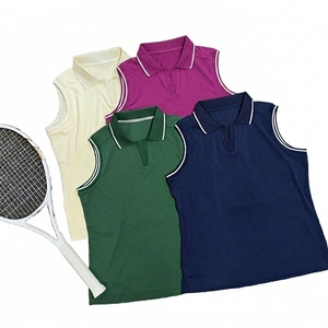 Chemise de golf sans manches pour femmes, UPF 50+, séchage rapide, légère, col en V, débardeur de tennis respirant avec logo sur le devant - Product Image 2