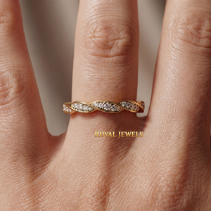 Women's 925 Sterling <b>Silver</b> Moissanite Twist <b>Eternity</b> <b>Ring</b> Rose Gold Plated Wedding Anniversary Band - Product Image 4