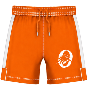 Ensemble uniforme de rugby blanc et orange vif à manches courtes, maillot de rugby rayé à col ras du cou, short à cordon de serrage, performance athlétique pour équipe - Product Image 4