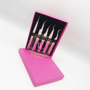 แหนบผงเงินแบบไล่เฉดสีสุดหรูทำจากสแตนเลสขนตาปลอมสีชมพูร้อนติดฉลากส่วนตัวกำหนดเองได้ - Product Image 3