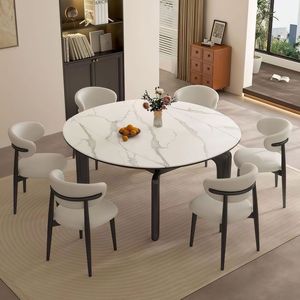 Modern Solid Wood <b>Extendable</b> <b>Dining</b> <b>Table</b> Set with Folding Mechanism and 4 Back Chairs for <b>Dining</b> room Hotel Apartment - Product Image 4