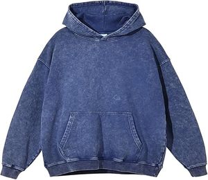 Sweats à capuche rétro délavés à l'acide pour hommes et femmes, broderie personnalisée, 100 % coton molletonné, écologiques, anti-plis, coupe oversize décontractée - Product Image 5