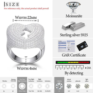 Broken Heart Moissanite Diamond <b>Ring</b> 925 Silver Iced Out Mens Hip Hop <b>Statement</b> <b>Ring</b> - Product Image 6