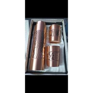 Copper <b>Water</b> <b>Bottle</b> With Glass Set With Green Sleeve Easy Grip Good For Health Latest Arrival Copper <b>Bottle</b> Corporate Gift Idea - Product Image 2