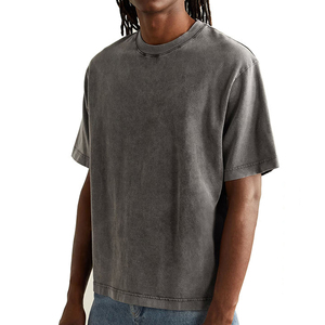 T-shirts personnalisés délavés à chaud, style vintage, effet délavé à l'acide minéral, coupe oversize, pour hommes - Product Image 1