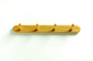 Porte-manteau mural en bois à 4 crochets, style rustique scandinave, pour usage domestique, installation facile - Product Image 1