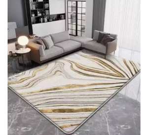 Ensemble de tapis de luxe à poils longs, coupés bouclés et tuftés à la main, design moderne, adapté aux animaux domestiques, motifs floraux multicolores disponibles, fait main pour salon - Product Image 1