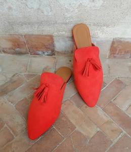 Pantoufles en daim véritable pour femmes / Pantoufles en cuir marocain / Mules en daim - Product Image 3