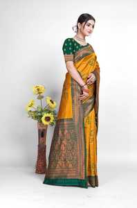 Sari de Seda Banarasi Premium, Sari de Novia de Diseño, Ropa Étnica India Disponible a Precio de Exportación - Product Image 3