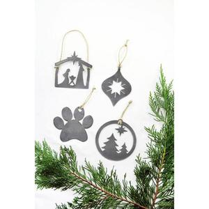 Juego de Adornos Navideños Colgantes de Metal Cortados con Láser, con Diseño de Estrella de Natividad, Huella de Pata y Árbol, Decoraciones Tradicionales Hechas a Mano - Product Image 5