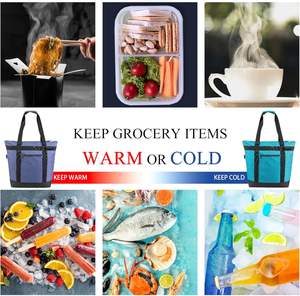 กระเป๋าเก็บความเย็นแฟชั่นผู้หญิงขายดี ผ้าโพลีเอสเตอร์อย่างดี กันน้ำรั่วซึม พร้อมซิป เหมาะสำหรับไปทะเล ท่องเที่ยว ซื้อของชำ มีช่องใส่ของเปียก ใช้ซ้ำได้ - Product Image 5