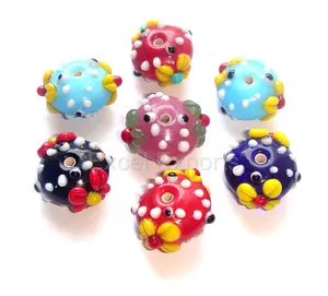 Cuentas de vidrio de trabajo de lámpara, mezcla de colores de 18mm para hacer joyas, cuentas elegantes de flores para Decoración - Product Image 1