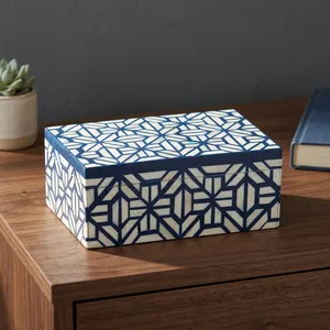 Handmade Wooden Jewelry <b>Box</b> with Geometric Inlay Pattern Elegant <b>Trinket</b> Organizer Decorative Storage Case for Bedroom HomeDecor - Product Image 4
