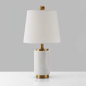 Lámpara de noche, lámpara con base dorada, lámpara con pantalla blanca, lámpara de escritorio, lámpara de mesa de estudio, iluminación decorativa para el hogar - Product Image 5