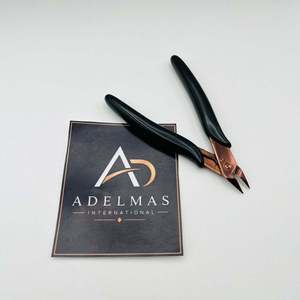 Pince coupante pour extensions de cheveux en or rose avec logo personnalisé, en acier inoxydable, poignée noire, équipement pour extensions de cheveux - Product Image 6