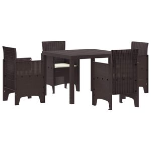 Juego de comedor de jardín de polipropileno marrón de 5 piezas - Product Image 1