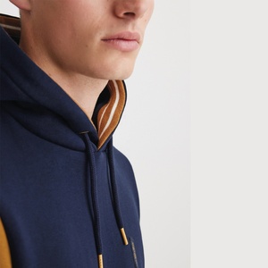 Sweat-shirt à capuche décontracté pour homme, printemps, automne, hiver, en polaire, avec cordon de serrage, poche kangourou contrastante, doublure polyester/coton - Product Image 5