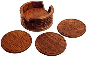 Classic Walnut Wood <b>Drink</b> <b>Coasters</b> Eco-Friendly Non-Slip Home Decor Handcrafted Natural Wood Cup <b>Coaster</b> Set By HAND MADE CRAFT - Product Image 6