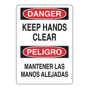Panneau bilingue de signalisation de danger « Gardez les mains éloignées » pour les zones de sécurité industrielle - Product Image 3