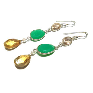 Natural Chrysoprase Citrine Dangle <b>Drop</b> Earrings 925 Sterling Silver Gemstone Women Wedding - Product Image 4