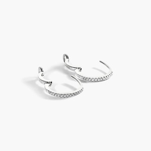 Luxury 925 <b>Silver</b> Hoop Earrings Round Cut Moissanite Diamonds For Women Elegant Gift Timeless Design Durable Finish Jewelry - Product Image 1