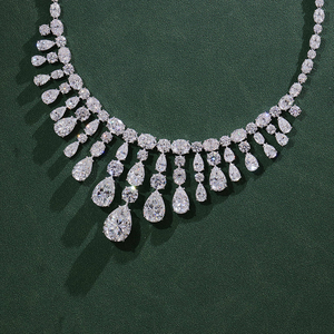เครื่องประดับงานแต่งงานวินเทจสุดหรู สร้อยคอเพชรทรงหยดน้ำเคลือบทอง 14K เพชรเพาะเลี้ยงในห้องปฏิบัติการ พร้อมจี้และชาร์มที่ปรับแต่งได้ - Product Image 6