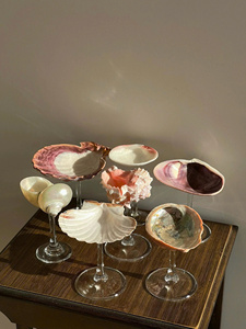 แก้วไวน์เปลือกหอยธรรมชาติ งานแฮนด์เมด สไตล์ชายหาด ของตกแต่งบนโต๊ะ - Product Image 3