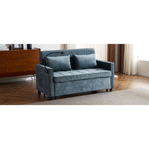 Divano Letto Estraibile da 144,5 cm con Schienale Reversibile, Tasche Laterali e Due Porte USB per Telefoni, Ideale per Spazi Ristretti - Product Image 6