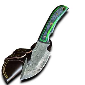 Couteau à Découper à Lame Fixe en Acier Damas de Haute Qualité, Manche en Bois Pakka Vert et Noir, Outil Personnalisé de Chasse et d'Extérieur, Vente en Gros - Product Image 1
