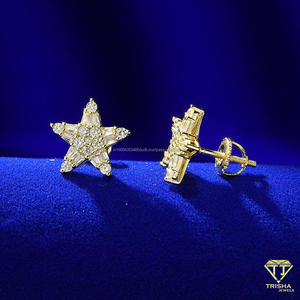 Boucles d'oreilles en forme d'étoile en moissanite, en argent sterling 925, bijoux de luxe étincelants, cadeau pour femme - Product Image 5