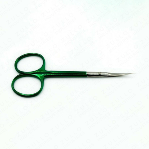 Ciseaux à cuticules professionnels en acier inoxydable argenté avec manche vert, outil de manucure et de soin des ongles, marque privée, vente en gros - Product Image 5