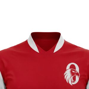 Maillot de football pour femmes à col en V, rouge et blanc, manches courtes, haut confortable, vêtements de sport, maillot de football personnalisé pour l'entraînement en équipe et les matchs - Product Image 3