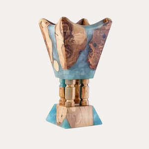 Quemador de incienso de madera hecho a mano y difusor de aromaterapia con soporte Bakhoor de resina con diseño elegante de madera y resina - Product Image 4
