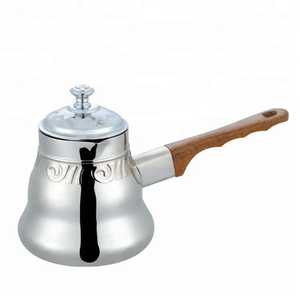 Enamel Turkish <b>Coffee</b> Pot Set <b>Printed</b> Ceramic Finish Cezve Ibrik Milk Warmer Pot With Lid Wooden Handle Stovetop <b>Coffee</b> Maker - Product Image 2