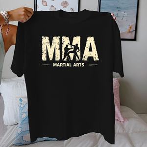 Camiseta de Mujer de Algodón 100% con Estampado Informal de Artes Marciales Mixtas (MMA), Ajuste Cómodo - Product Image 1
