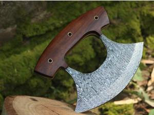 Outil de découpe de pizza haut de gamme en acier durable, avec poignée confortable, pour la cuisine, hache à pizza en acier Damas, fabrication artisanale - Product Image 2