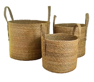 Customizable Hand Woven Segrass <b>Large</b> <b>Storage</b> <b>Basket</b> With Handle 100% Natural Eco-Friendly Product For Home Decor - Product Image 1
