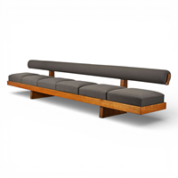 Canapé sectionnel trois places en bois massif de style mi-moderne, rembourré en mousse, avec revêtement en tissu durable, gonflable et convertible, vente en gros