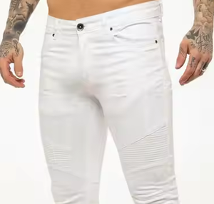 Wholesale High Quality Men Denim Jeans Light Wash Skinny Fit Casual Trousers Custom Logo Stretch Male - Product Image 3