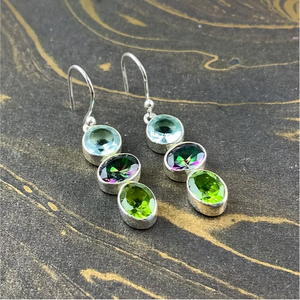 Pendientes de Plata 925 de Estilo Vintage con Tres Niveles de Piedras Preciosas, Joyería de Cristal Multicolor al por Mayor - Product Image 2