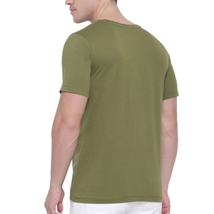 Camiseta de Hombre, Color Verde Oliva, Corte Ajustado, 100% Algodón, Transpirable, Cuello Redondo, Manga Corta, Estilo Casual, Color Sólido, Tejido Jersey, en Oferta - Product Image 2