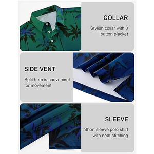 Polo de Golf para Hombre con Estampado de Palmeras, Manga Corta, Secado Rápido, Transpirable, Ropa Casual para Oficina y Ocio de Fin de Semana - Product Image 5
