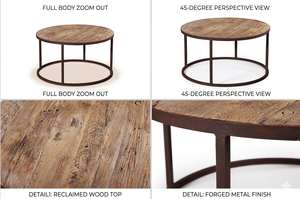 Ensemble de table basse portable minimaliste en teck massif de qualité supérieure, style scandinave contemporain, finition naturelle, meubles de salon - Product Image 6