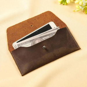 Genuine leather <b>money</b> <b>envelope</b> with secure snap button premium finish compact profile durable construction in wholesale price - Product Image 1