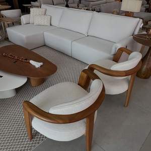 Sillón lounge escandinavo moderno con estructura de madera maciza - sillón decorativo minimalista - Product Image 1