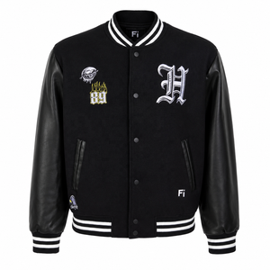 Wholesale Men Casual Wear Formal Letterman Jacket High Quality Plus Size Reversible Winter Sheep Leather Sleeves Standard - Product Image 1