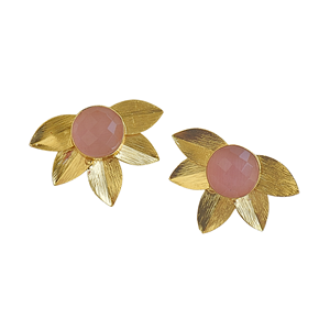 Pink Floral Studs in Brass Fashion <b>Earrings</b> Jewelry Suppliers Gold plated Custom <b>Earring</b> - Product Image 5
