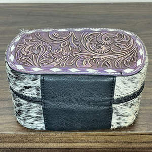 Handmade Custom Cowhide Small Ring Earring <b>Necklace</b> <b>Storage</b> Box Hand Tooled Leather Travel Jewelry Case Organizer Accessory Gift - Product Image 5