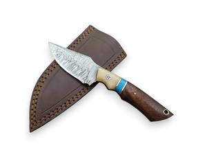 Cuchillo EDC de Acero de Damasco Forjado a Mano Nordic Forge con Punta Caída y Mango de Resina Biselado, con Funda - Grado Industrial para Uso General/Camping/Caza - Product Image 2