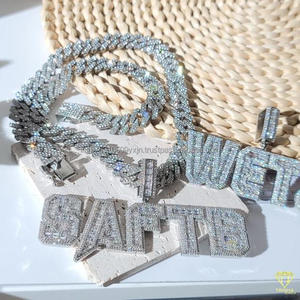 Luxury Lab grown Diamond " KYLIN " Letter Pendant With Cuban <b>Chain</b> Full <b>Iced</b> <b>Out</b> Hip Hop Necklace Jewelry - Product Image 6